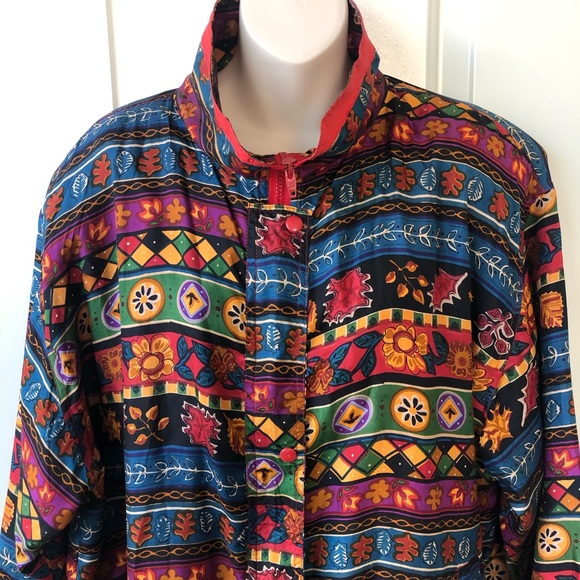 VTG Details Sportswear Jacket Silk Floral - Picture 2 of 8